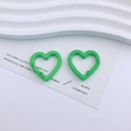 Due vivaci anelli a molla in metallo verde a forma di cuore per gioielli fai da te - Verde Brillante (11#)