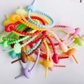Multi-colored silicone strap rings with adjustable clips for baby toy storage - 15CM / Multicolor