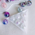 Macro shot of 16mm cracked acrylic beads with colorful AB coating for DIY jewelry making - Iridescent White (1#)