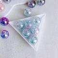 Detailed macro view of 16mm iridescent crackle acrylic flower beads in a white tray - Dreamy Multicolor Mix (3#)