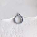 Detail shot of a matte grey-blue round spring gate ring for DIY keychains and bag hardware - Gray Blue (KP5425)