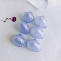 Close-up of iridescent fan-shaped shell charms in blue-purple for DIY jewelry making - L / Aurora Blue-Purple (3#)