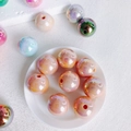 Macro detail of 16mm colorful aurora acrylic beads with central hole for DIY jewelry making - 4#