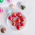 Macro shot of 16mm colorful acrylic beads with metallic luster on white tray - 7#