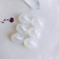 Detailed close-up of iridescent fan-shaped shell beads with rainbow luster for DIY jewelry - Aurora White (6#)