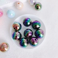 Close-up of 16mm aurora acrylic beads with iridescent metallic finish for DIY jewelry - 11#