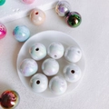 Close-up of 16mm iridescent acrylic beads with glossy finish for DIY jewelry making - 13#