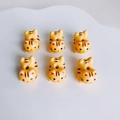 Set of 6 cute yellow tiger ceramic beads with hand-painted stripes for DIY jewelry making - Ginger Tiger Pattern (KP5452)