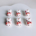 Close-up of cute cat ceramic beads for DIY jewelry making on white tray - Pink and White Cat Pattern (KP5452)