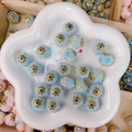 Ethnic style light blue frosted beads with gold flower spacers for DIY jewelry making - Blue Style (4#)