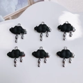 Set di 6 ciondoli a nuvola in nero opaco e argento per creazioni di gioielli DIY - Stile Nuvola Nera Opaca Goccia di Pioggia (4#)