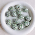 Detailed macro view of green mosaic beads with shell inlay and sparkling rhinestones - Green Base White Shell (3#)
