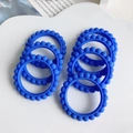 Close-up of blue silicone beaded rings for DIY jewelry making on white display board - 3# (Blue)
