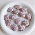Detailed view of pink floral resin beads with AB rhinestones for DIY jewelry making - Pink White Stone (5#)