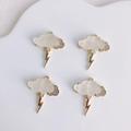 Set di 4 ciondoli a nuvola e fulmine placcati in oro con texture opale e strass lucidi - Stile Nuvola Bianco Crema Dorata Strass Fulmine (10#)