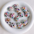 Macro view of assorted mosaic floral beads with colorful shell fragments and crystals - Mixed Color Stones (8#)