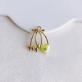 Close-up of heart-shaped cherry pendant with green enamel and sparkling rhinestones - Green Heart Cherry (8#)