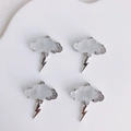 Ciondoli nuvola e fulmine in argento per collane e portachiavi fai-da-te, set da 4 pezzi - Stile Nuvola Bianca Opaca Argentata Strass Fulmine (12#)