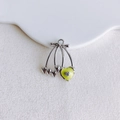 Detailed view of heart-shaped cherry pendant with green enamel and crystal for DIY jewelry - Silver Green Heart Cherry (11#)