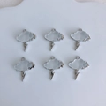 Set di 6 ciondoli a forma di nuvola e fulmine in bianco opaco e finitura argento - Stile Nuvola Bianca Opaca Argentata Fulmine (14#)