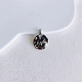 Macro view of silver vintage coin pendant with irregular hammer texture for DIY jewelry - Silver Marble Texture Round Style (7#)
