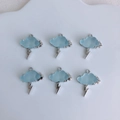 Set di 6 ciondoli a nuvola azzurra con fulmine argento per gioielli fai-da-te su vassoio - Stile Nuvola Blu Opaca Argentata Fulmine (15#)