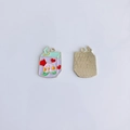 Detail of peach drink charm accessories with colorful drip oil finish and golden grid back - Purple Peach Milk Box Style (2#)