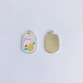 Detail of colorful enamel peach drink charms with textured gold metal back for DIY jewelry - Light Purple Can Style (5#)