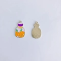 Detail of fruit jam jar enamel pendant for DIY jewelry making with gold plated metal finish - Purple Jam Jar Style (8#)