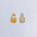 Front and back detail of DIY alloy orange drink bottle charms with enamel coating - Yellow Orange Drink Bottle Style (9#)