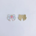 Close-up of colorful enamel bow charms with gold plating for DIY jewelry making - Blue Bowknot Style (10#)