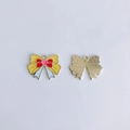 Detail view showing front and back of gold-plated yellow enamel butterfly pendant - Yellow Bowknot Style (11#)