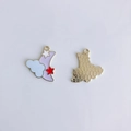 Detailed front and back view of alloy crescent moon pendants with purple enamel and stars - Purple Moon Cloud Style (13#)