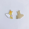 Detail of colorful alloy moon and star charms with polished metal grid texture backing - Yellow Moon Cloud Style (14#)