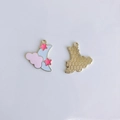 Detail of alloy cartoon moon and star pendant showing front colorful oil drip and back texture - Blue Moon Cloud Style (15#)