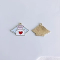 Detail showing front and back of winged heart envelope charms for DIY jewelry making - White Angel Envelope Style (16#)