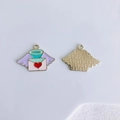 Detailed macro view of heart envelope and angel wing charms with golden textured back - Blue Angel Envelope Style (17#)
