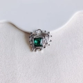 Irregular heart pendant featuring square emerald-cut green zircon and silver fluid metal - Silver Green Gemstone (9#)