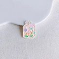 Cute pink milk carton charm with peach illustration and hanging loop for DIY jewelry - Pink Peach Milk Box (21#)
