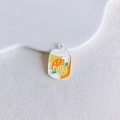 Macro detail of alloy cartoon soda can pendant with colorful orange and lemon drip oil design - Bright Orange Can (24#)