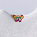 Vue détaillée du pendentif papillon en émail coloré pour la création de bijoux DIY - 3# Papillon Jaune Rouge