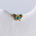 Vue macro d'un pendentif papillon en émail coloré avec contours dorés pour bijoux DIY - 4# Papillon Vert Bleu