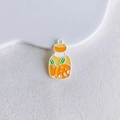 Macro shot of an orange fruit bottle alloy pendant with smooth enamel finish and top ring - Orange Bottle Style (26#)