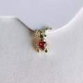 Golden bunny charm with a red heart gem for DIY jewelry necklaces and accessories - Gold With Red Heart (1#)