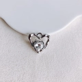 Détail du pendentif cœur en cristal avec cadre argenté au style métal liquide moderne - 13#-Argent Pierre Transparente