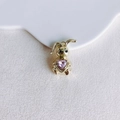 Close-up of golden bunny pendant with purple heart stone for DIY jewelry crafting - Gold With Pink Heart (2#)