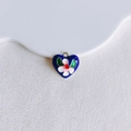 Détail du pendentif en émail bleu en forme de cœur avec motif floral pour bijoux DIY - 7# Cœur Bleu Foncé