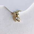 Detail of a rabbit alloy pendant with a heart-shaped stone and shiny gold finish - Gold With White Rhinestone (3#)