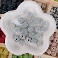 Perles cubes en strass arc-en-ciel AB pour la fabrication de bijoux DIY - Forme de cube / 14mm-15mm / Blanc Uni AB