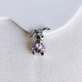 Detailansicht Hasenanhänger mit rosa Herz-Kristall und polierter Oberfläche für DIY - Silber Mit Rosa Herz (5#)